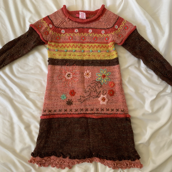 Pink and Brown Duex Par Duex Wool Dress (Size 7) - Picture 1 of 4